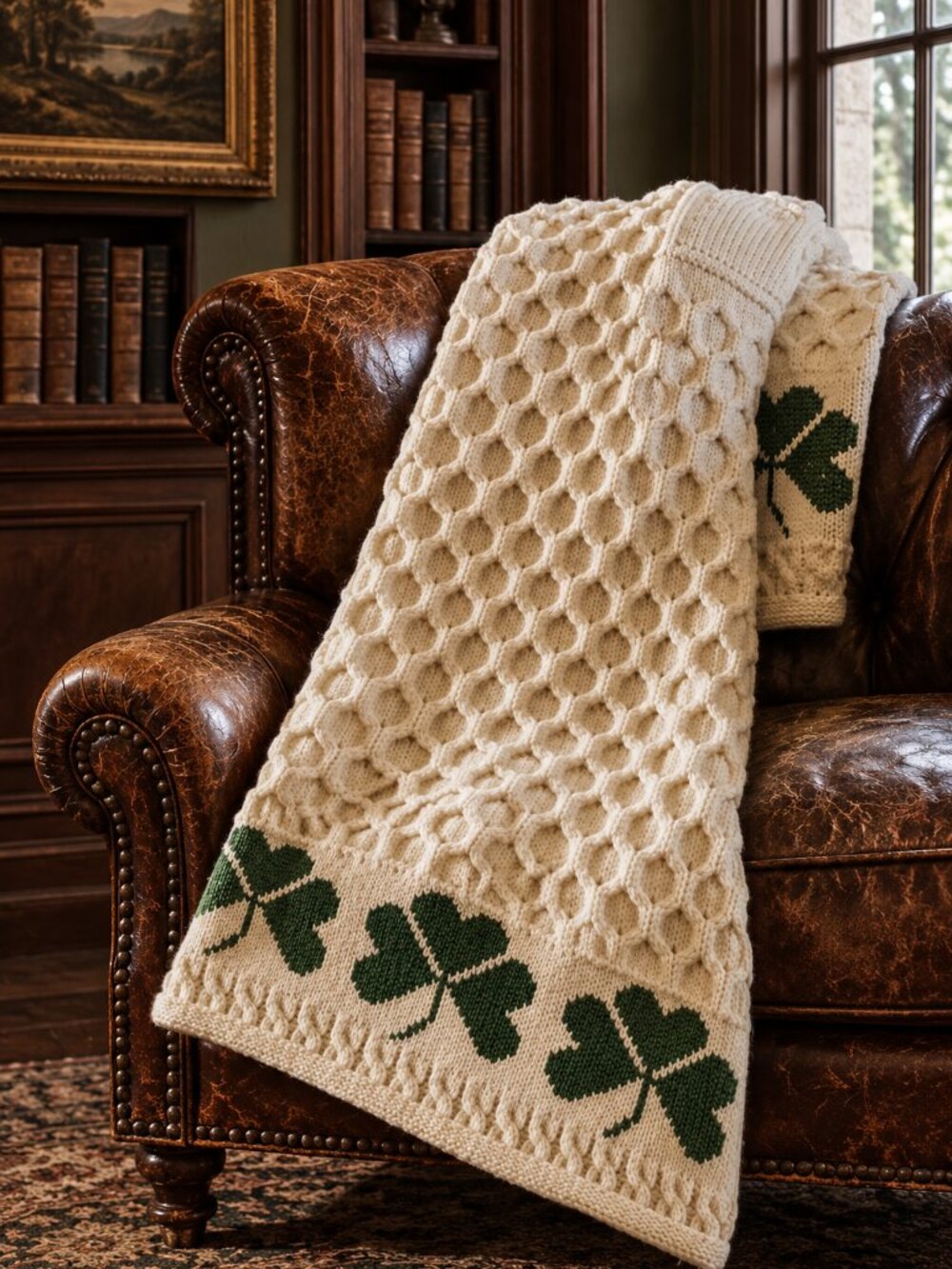Aran Woollen Mills 100% Merino Wool Knitted Blanket Made in Ireland